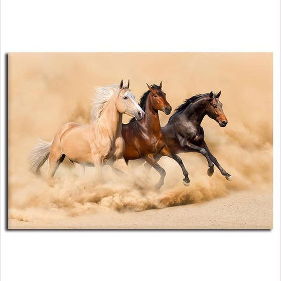 Desert Wild Horses Canvas Wall Art