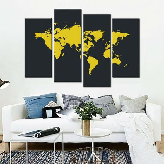 Detailed World Map Wall Art Canvas