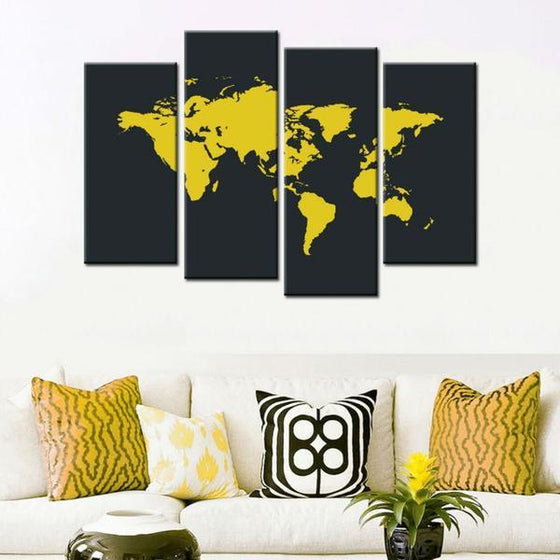 Detailed World Map Wall Art Canvases