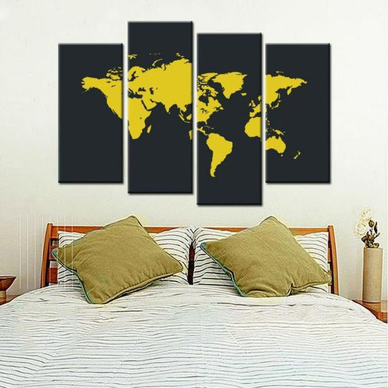 Detailed World Map Wall Art Idea