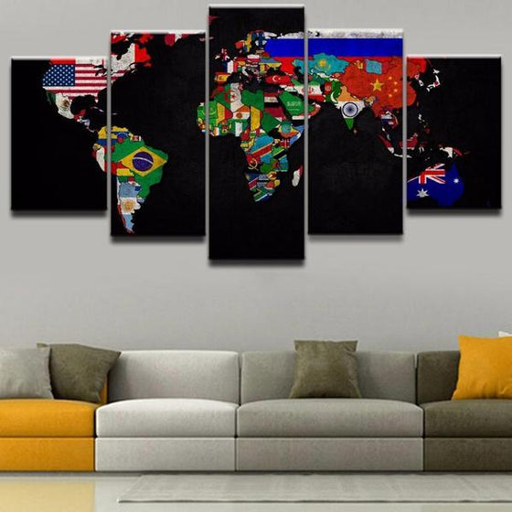 Detailed World Map Wall Art Print