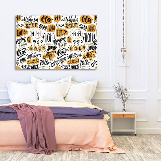 Different Hello Greetings Canvas Wall Art Bedroom