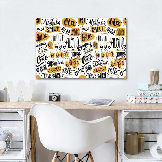 Different Hello Greetings Canvas Wall Art Decor