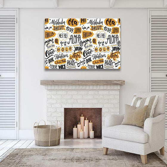 Different Hello Greetings Canvas Wall Art Print