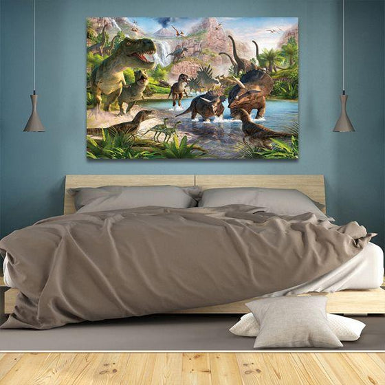 Dinosaur Island Canvas Wall Art Bedroom