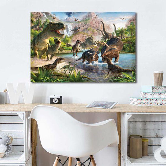 Dinosaur Island Canvas Wall Art Kids Room