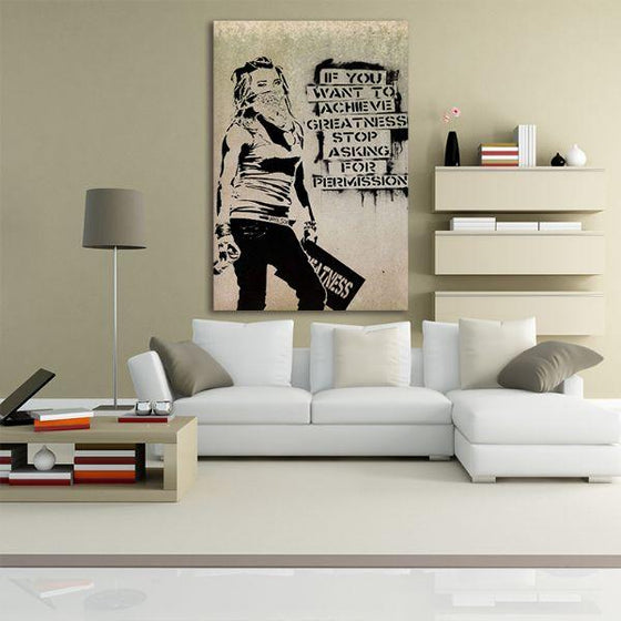 Don't Ask For Permission By Banksy Canvas Wall Art Living Room