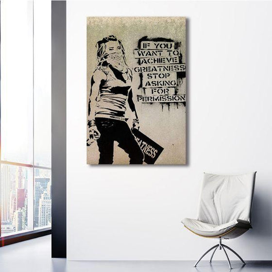Don't Ask For Permission By Banksy Canvas Wall Art Office
