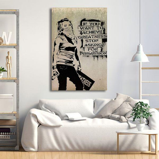Don't Ask For Permission By Banksy Canvas Wall Art Print