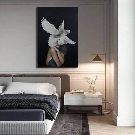 Dove Wings Woman Wall Art Bedroom
