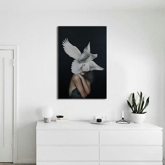 Dove Wings Woman Wall Art Canvas