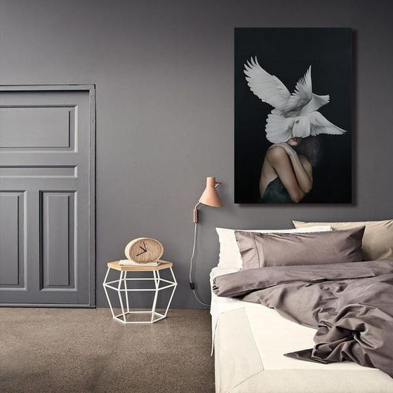 Dove Wings Woman Wall Art Decor