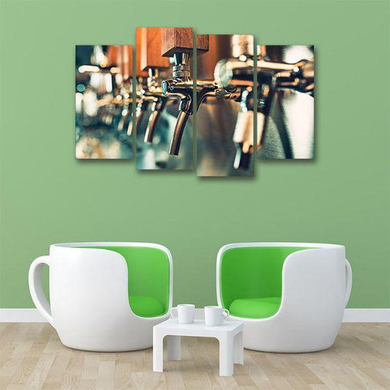 Colorful Beer Taps 4 Panels Canvas Wall Art Office