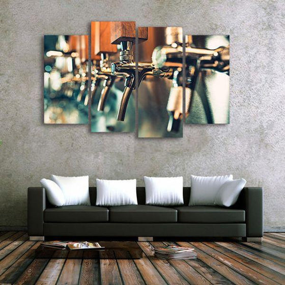 Colorful Beer Taps 4 Panels Canvas Wall Art Ideas