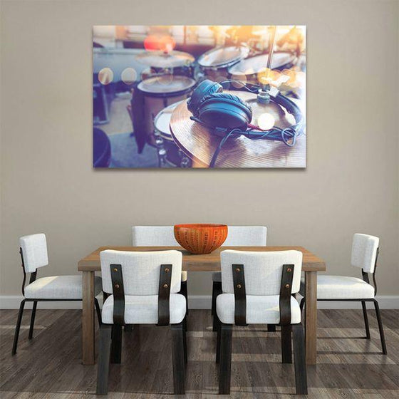 Drums & Headphone Canvas Wall Art Dining Room