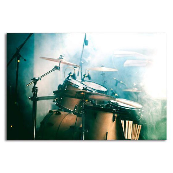 Drums Set On Stage Canvas Wall Art