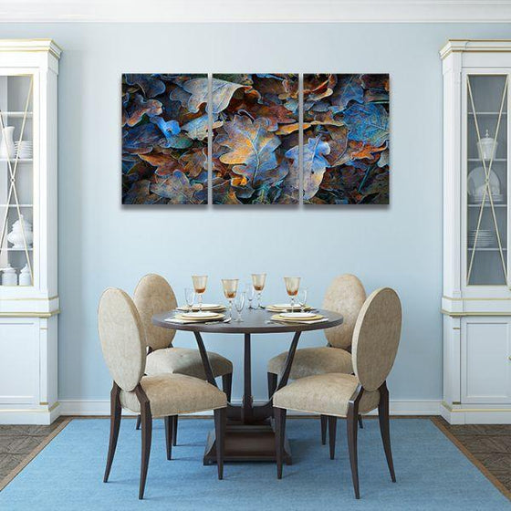 Dry Autumn Leaves 3 Panels Canvas Wall Art Dining Room