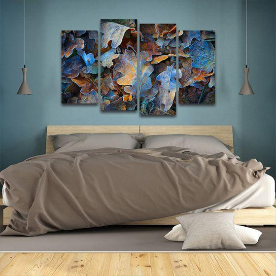 Dry Autumn Leaves 4 Panels Canvas Wall Art Bed Room