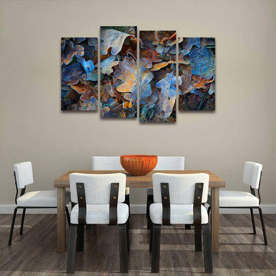 Dry Autumn Leaves 4 Panels Canvas Wall Art Dining Room