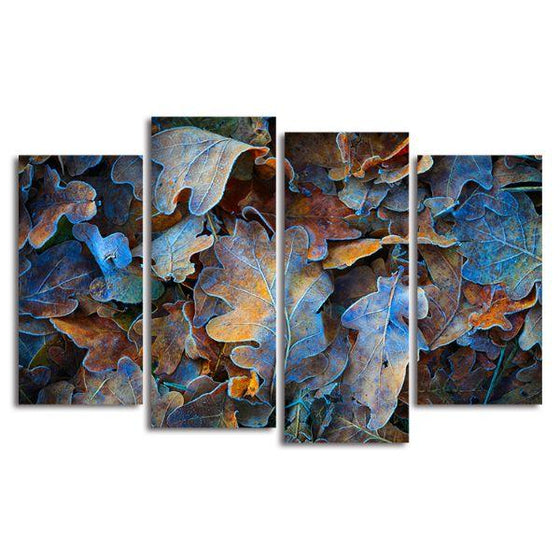 Dry Autumn Leaves 4 Panels Canvas Wall Art
