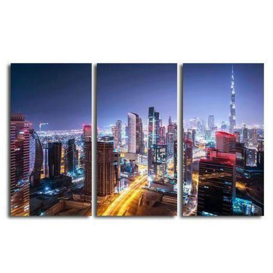 Dubai City Lights Canvas Wall Art Prints