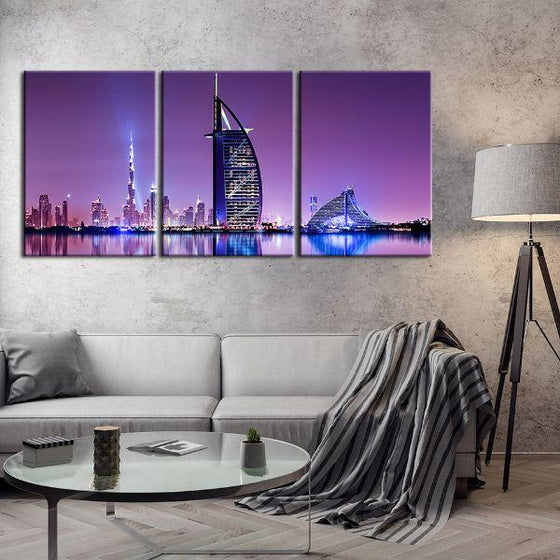 Dubai City Skyline View 3 Panels Canvas Wall Art Living Room