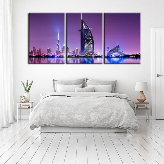 Dubai City Skyline View 3 Panels Canvas Wall Art Set