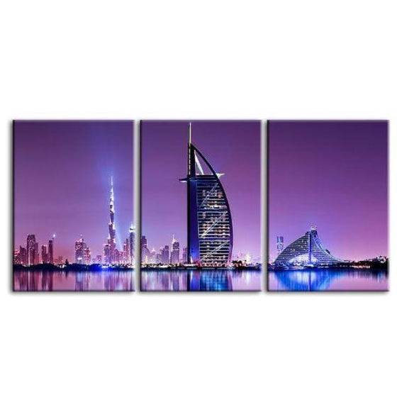 Dubai City Skyline View 3 Panels Canvas Wall Art