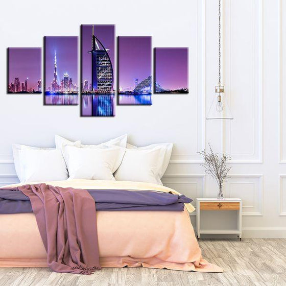 Dubai City Skyline View 5 Panels Canvas Wall Art Set