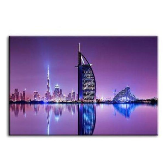 Dubai City Skyline View Canvas Wall Art