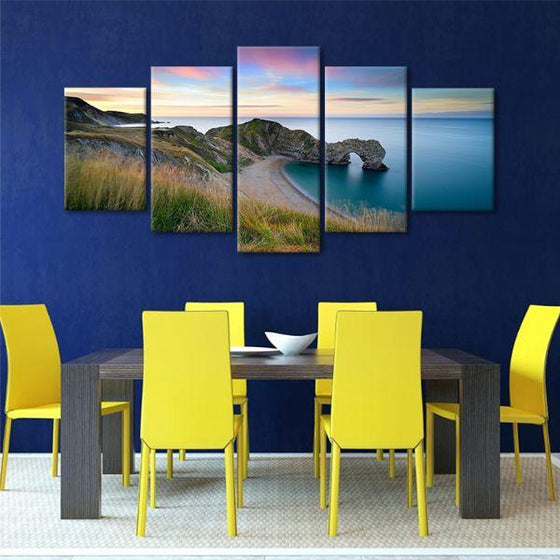 Durdle Door Beach 5 Panels Canvas Wall Art Dining Room