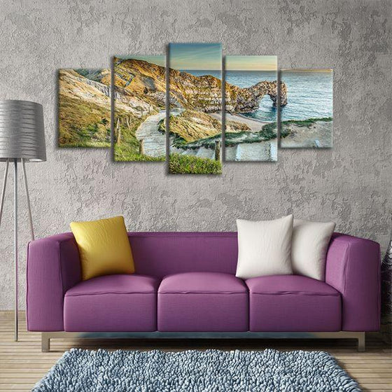 Durdle Door In Dorset 5 Panels Canvas Wall Art Living Room