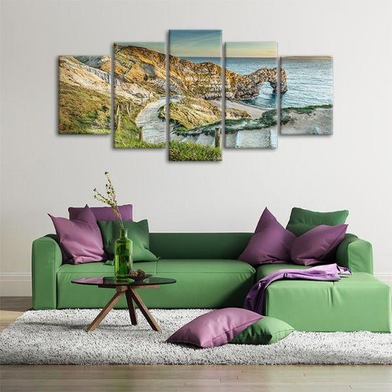 Durdle Door In Dorset 5 Panels Canvas Wall Art Office