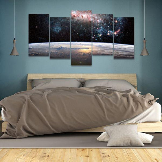 Earth & Outer Space View 5-Panel Canvas Wall Art Bedroom