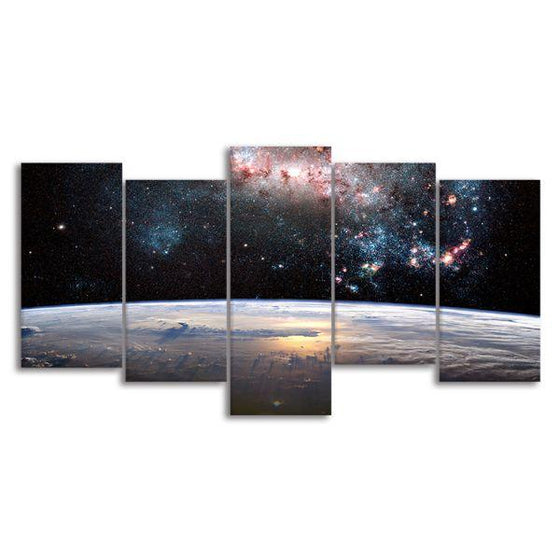 Earth & Outer Space View 5-Panel Canvas Wall Art