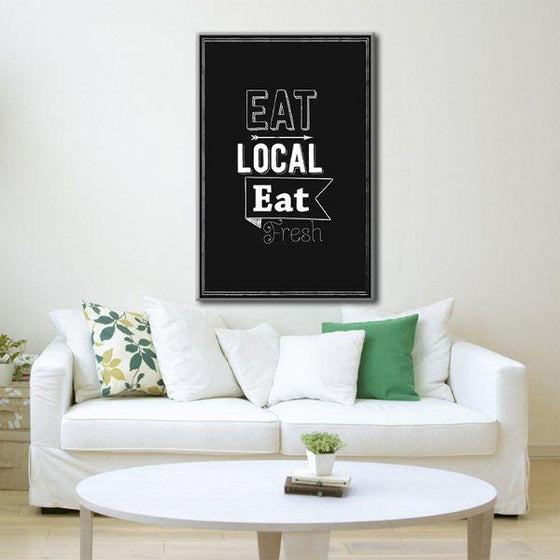 Eat Local & Fresh Quote Canvas Wall Art Decor