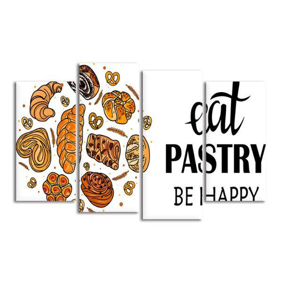 Eat Pastry Quote 4 Panels Canvas Wall Art