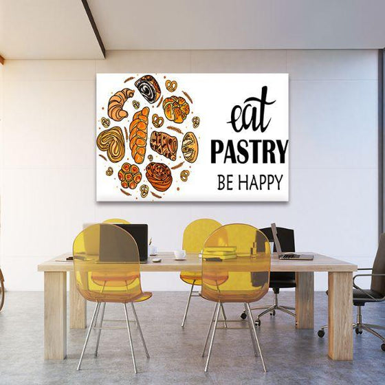 Eat Pastry Quote Canvas Wall Art Decor