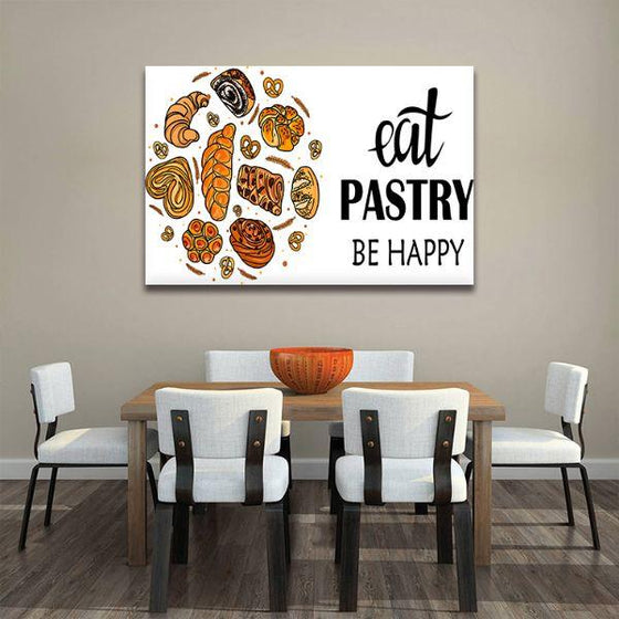 Eat Pastry Quote Canvas Wall Art Kitchen