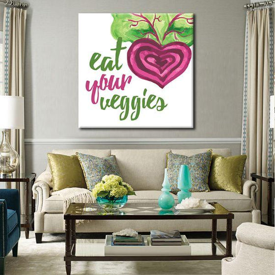 Eat Your Veggies Quote Canvas Wall Art Decor
