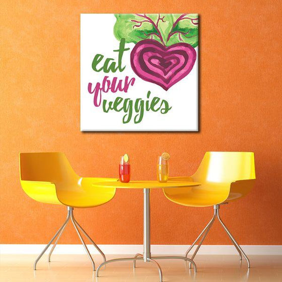 Eat Your Veggies Quote Canvas Wall Art Dining Room