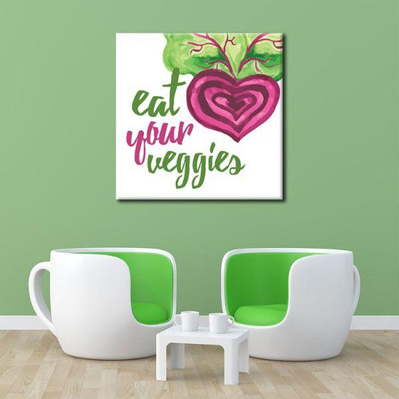 Eat Your Veggies Quote Canvas Wall Art Living Room