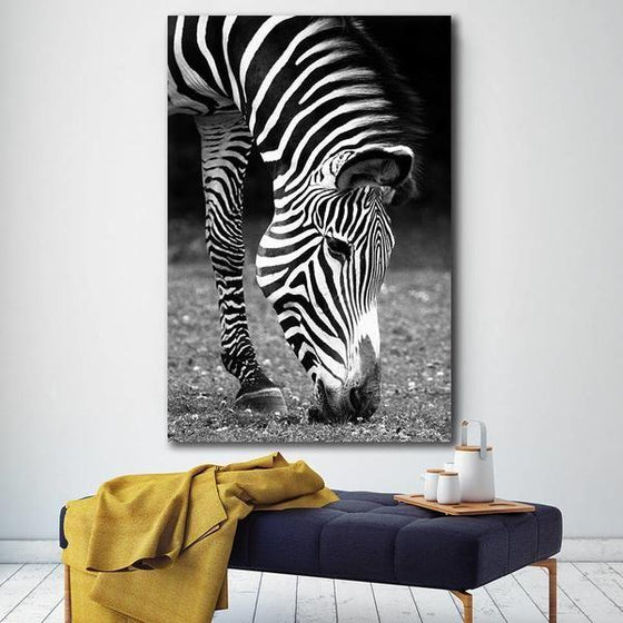 Eating Wild Zebra Canvas Wall Art Living Room