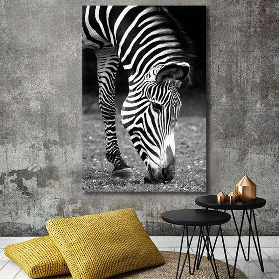 Eating Wild Zebra Canvas Wall Art Print