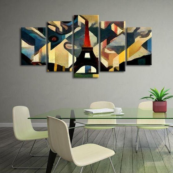 Eiffel Tower Cubism 5 Panels Canvas Wall Art Decor