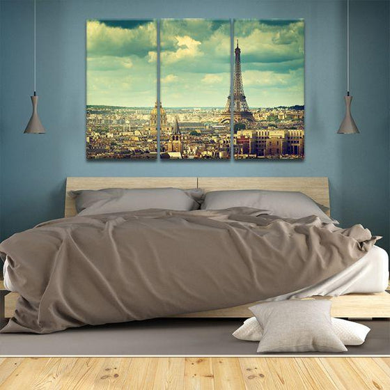 Eiffel Tower & Paris View 3-Panel Canvas Wall Art Bedroom