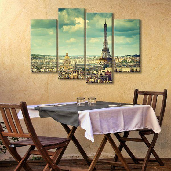 Eiffel Tower & Paris View 4-Panel Canvas Wall Art Set
