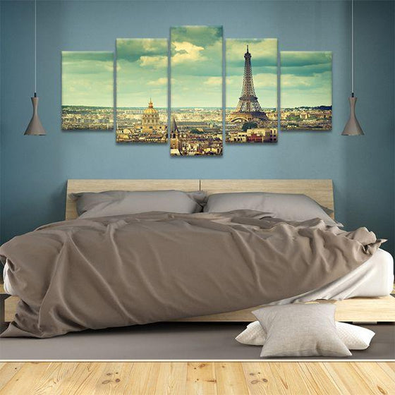 Eiffel Tower & Paris View 5-Panel Canvas Wall Art Bedroom