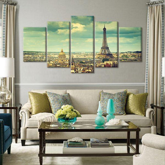 Eiffel Tower & Paris View 5-Panel Canvas Wall Art Set