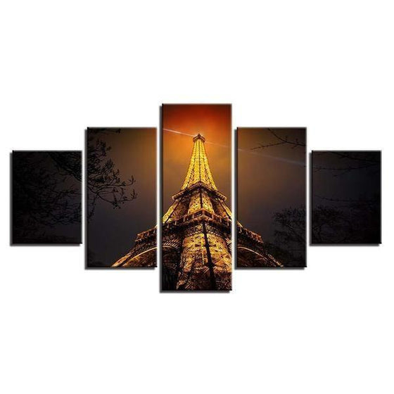Eiffel Tower Night View Canvas Wall Art
